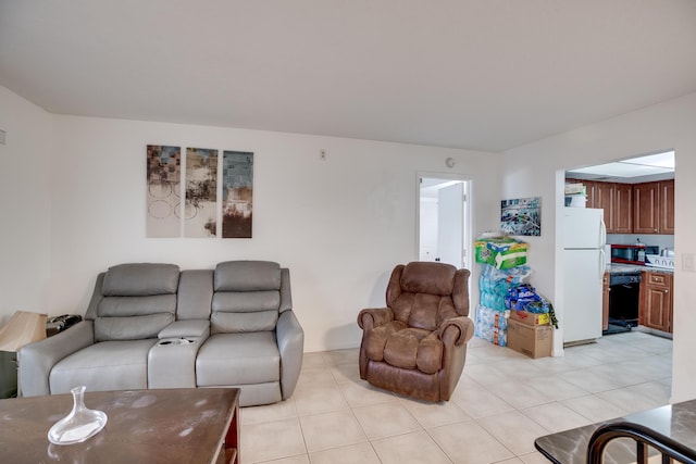 living room with light tile patterned floors