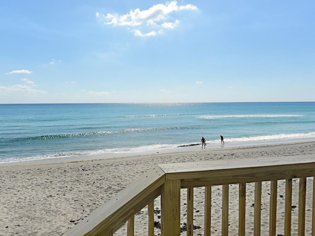 view of water feature with a view of the beach