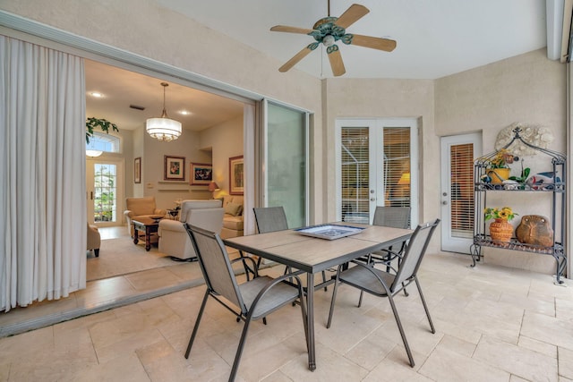 interior space featuring ceiling fan