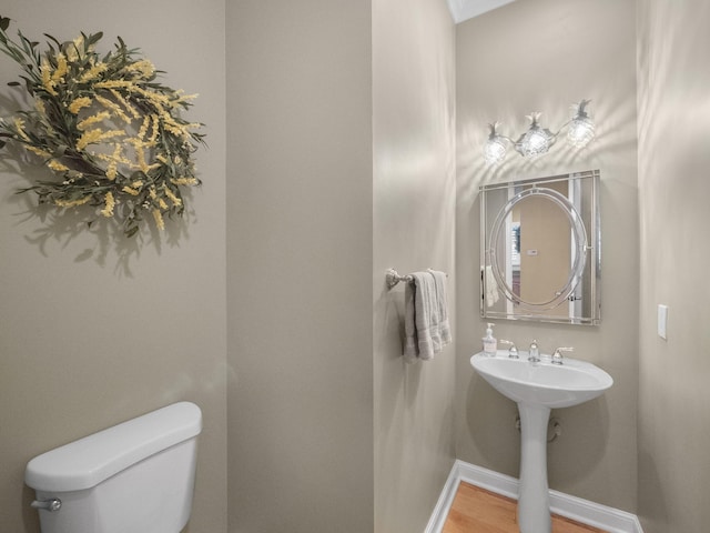 bathroom featuring toilet and hardwood / wood-style floors