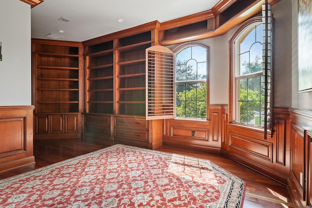 interior space with dark hardwood / wood-style flooring