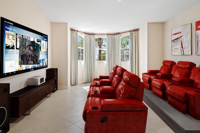 view of tiled home theater