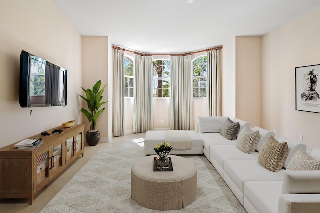 view of tiled living room