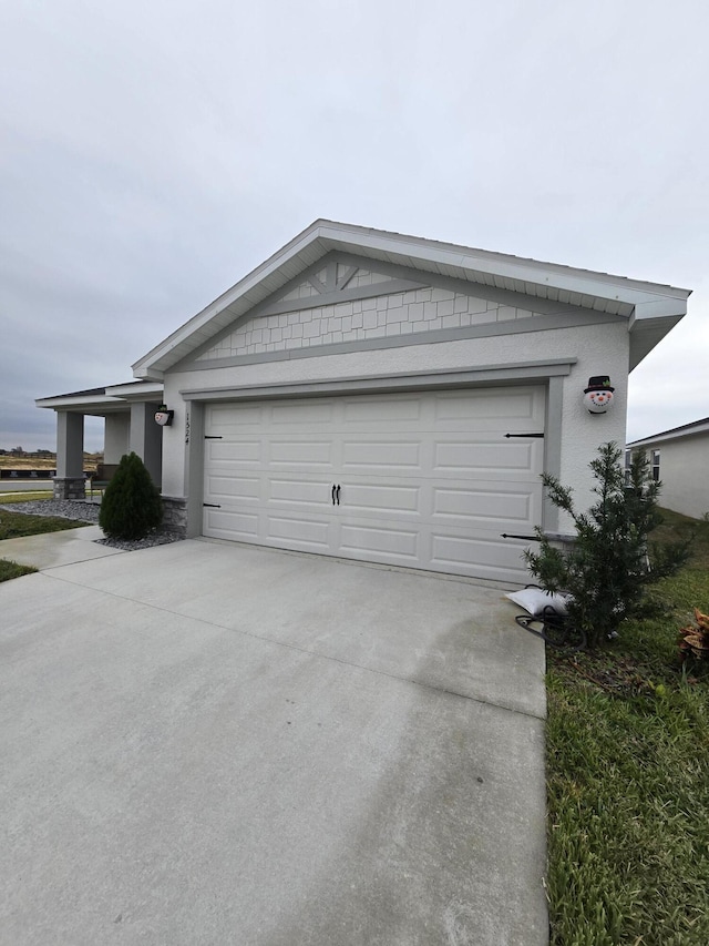 exterior space featuring a garage