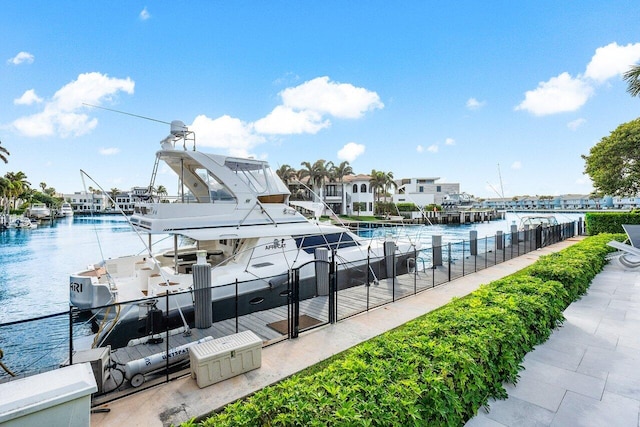 view of dock featuring a water view