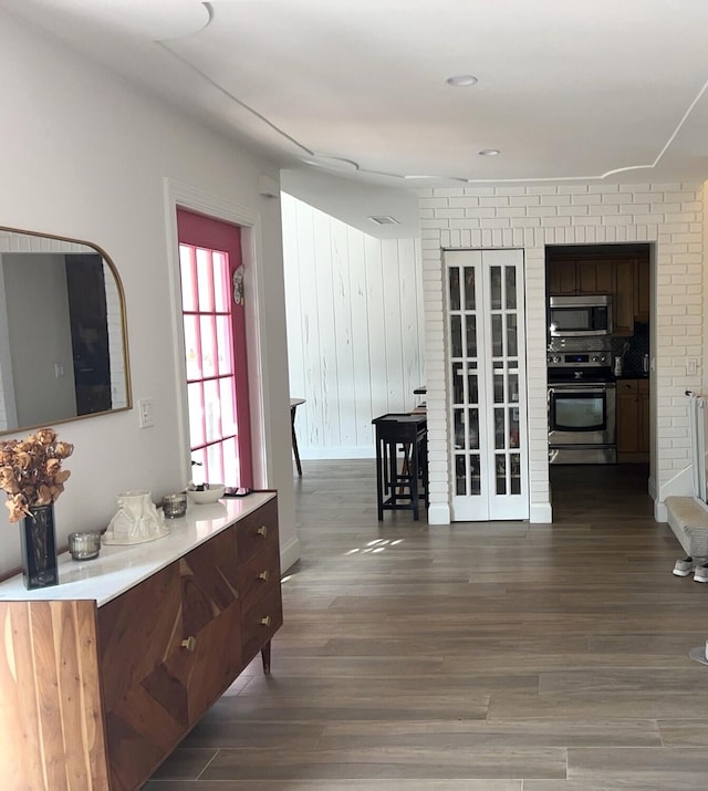 hall featuring dark hardwood / wood-style floors