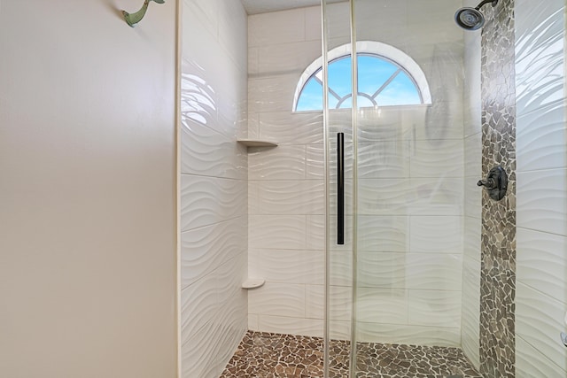 bathroom featuring a stall shower