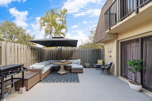 view of patio / terrace with an outdoor hangout area