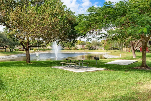 surrounding community featuring a yard and a water view