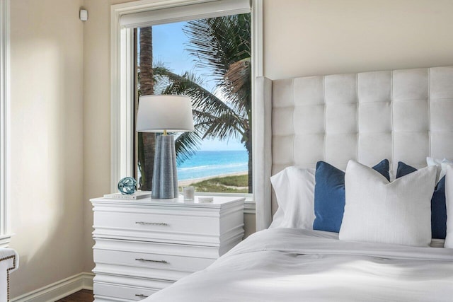 bedroom with a water view