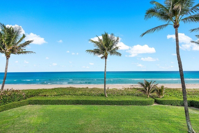 view of water feature featuring a beach view