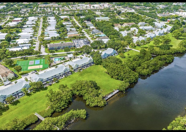 bird's eye view featuring a water view