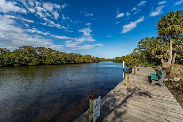 view of dock featuring a water view