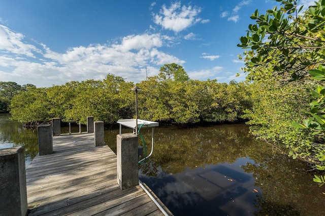 view of dock featuring a water view