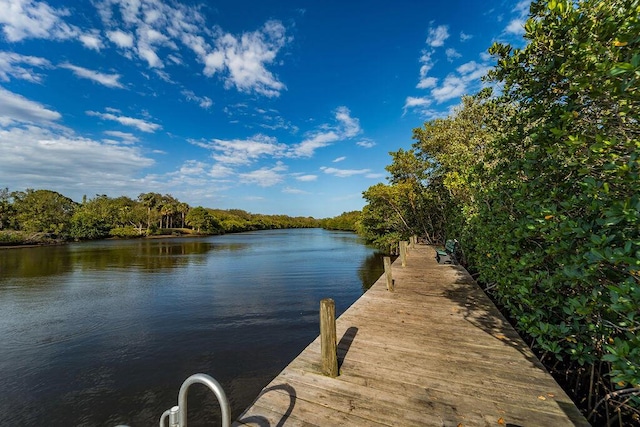 dock area featuring a water view