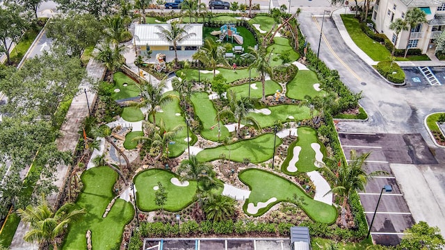 drone / aerial view with golf course view