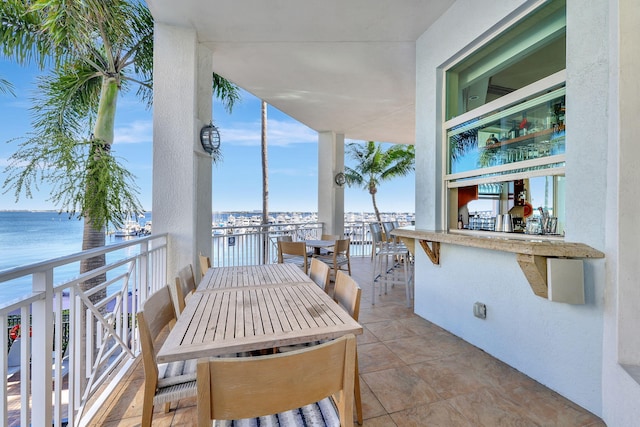 balcony with a water view