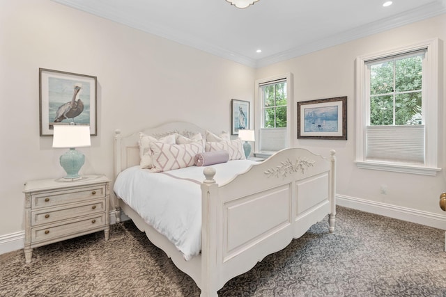 bedroom with ornamental molding