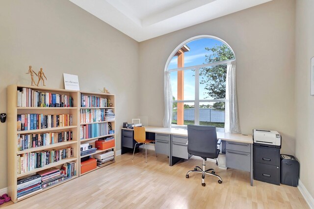 office space featuring light hardwood / wood-style flooring