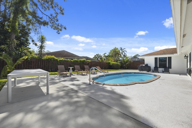 view of swimming pool featuring a patio area