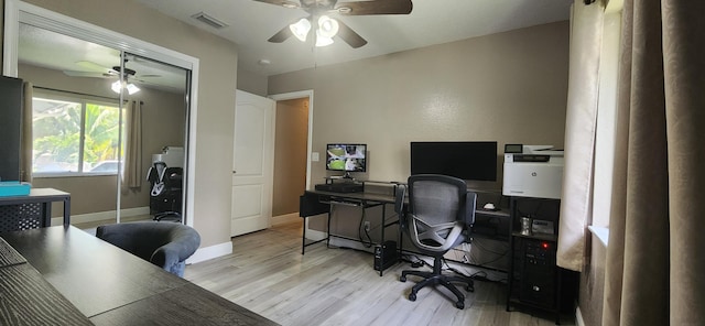 12693 61st Ln N, West Palm Beach, FL 33412 - office featuring ceiling fan, wood finished floors, and baseboards