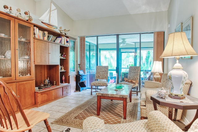 sitting room featuring light tile patterned flooring