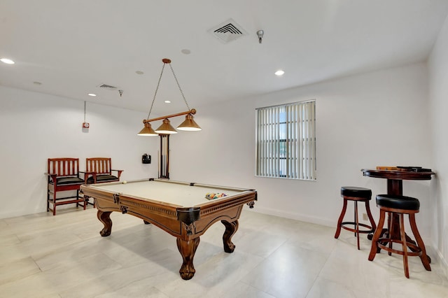 game room with billiards