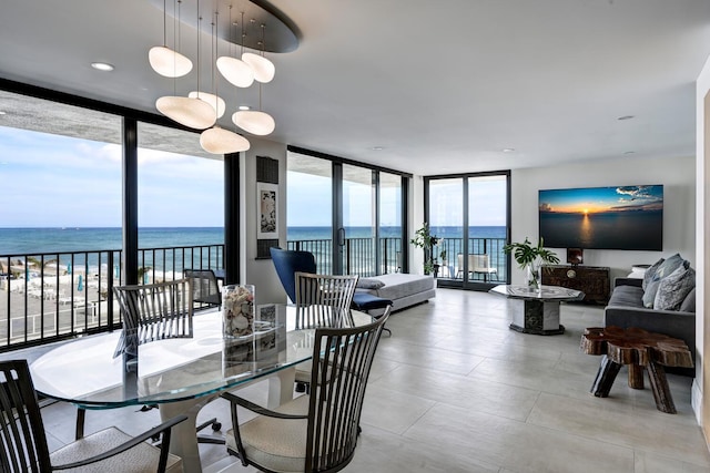 dining area with expansive windows