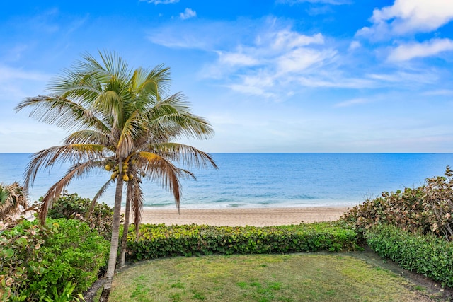 view of water feature with a view of the beach