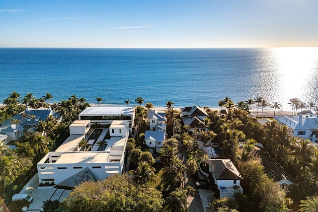 bird's eye view featuring a residential view and a water view