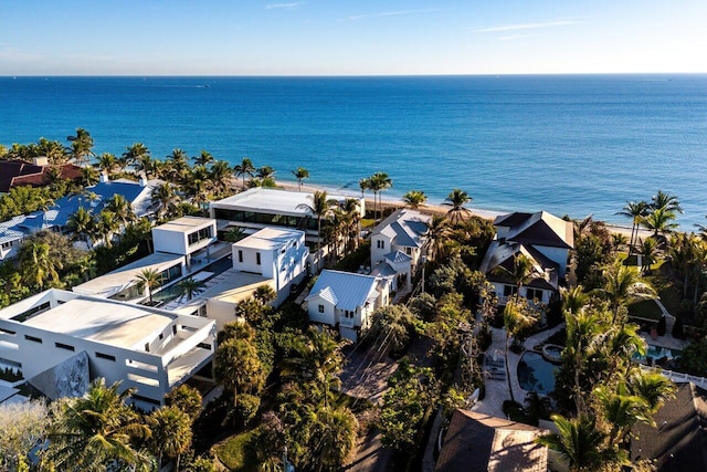 aerial view with a residential view and a water view