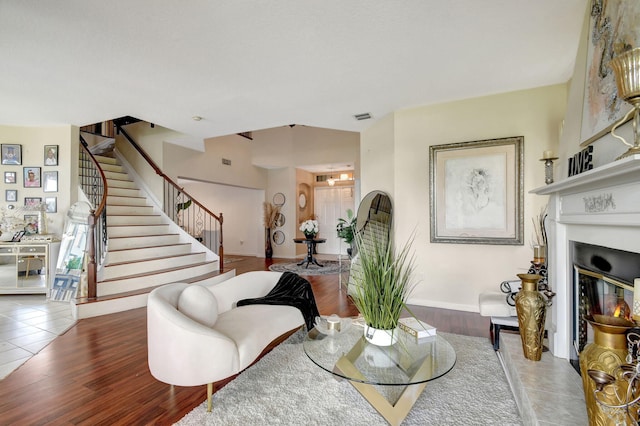 living room with wood-type flooring