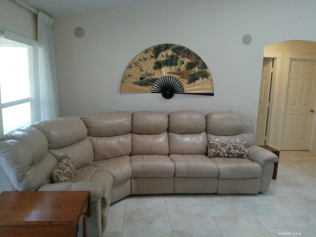 view of tiled living room