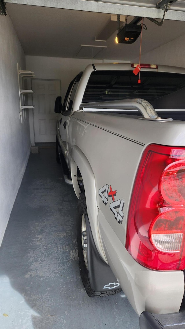 garage with a garage door opener