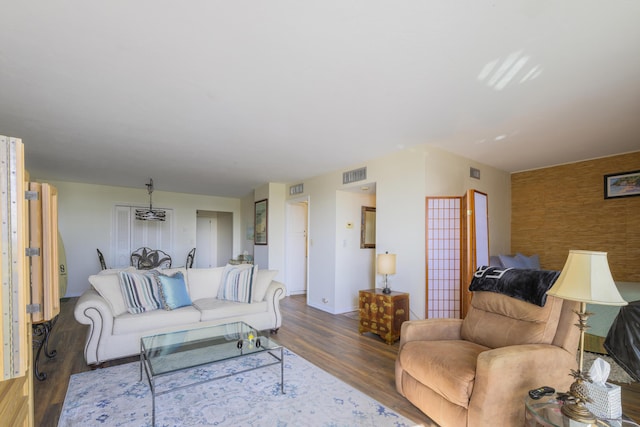 living room featuring wood-type flooring