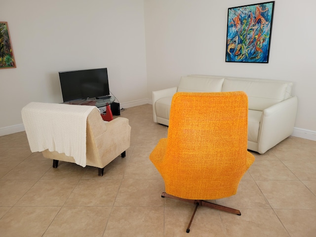 view of tiled living room