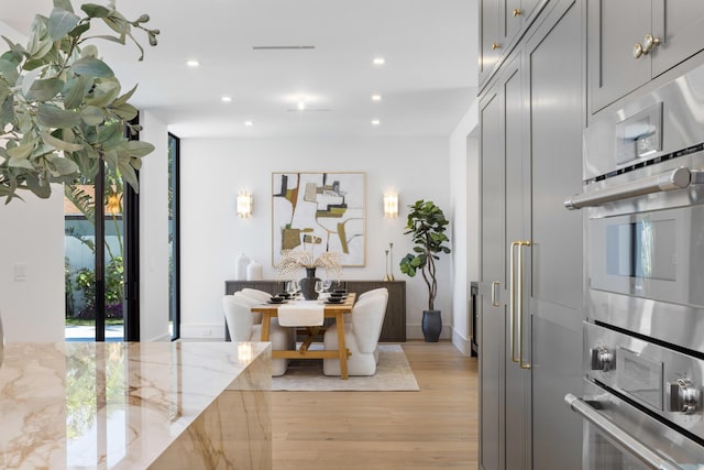 dining space featuring light hardwood / wood-style flooring