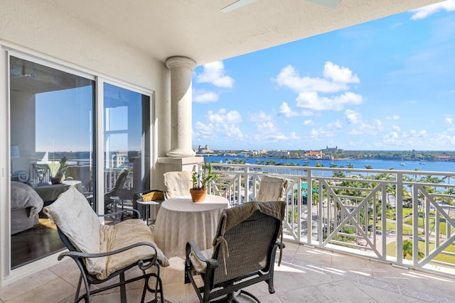 balcony with a water view