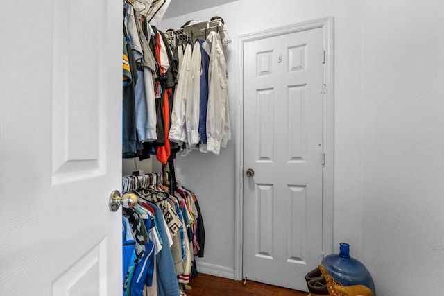 spacious closet with wood finished floors