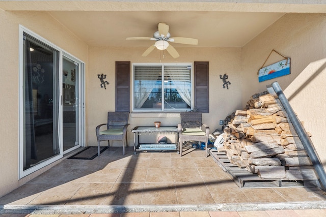 view of patio with a ceiling fan