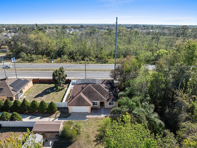 aerial view with a wooded view