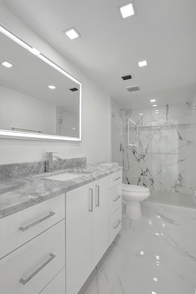 7076 Huntington Ln Unit 407, Delray Beach, FL 33446 - full bathroom featuring vanity, marble finish floor, and a marble finish shower