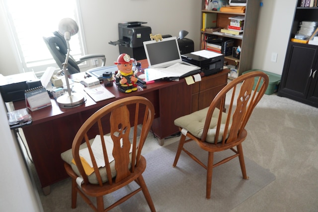 view of carpeted home office