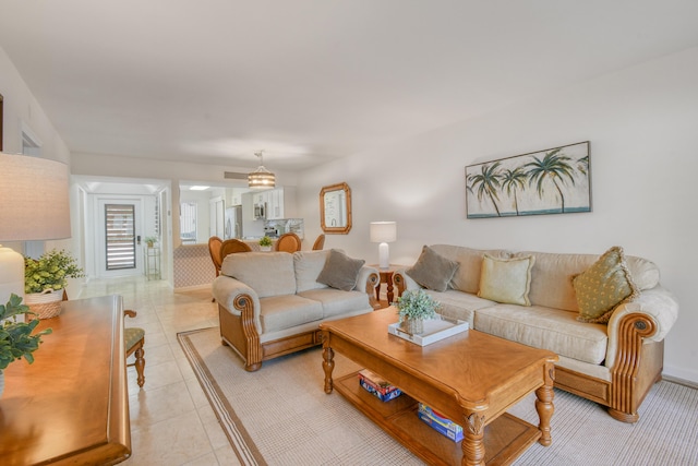 view of tiled living room