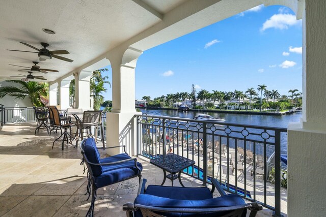 3016 Waterside Cir, Boynton Beach, FL 33435 - view of patio with a water view and ceiling fan