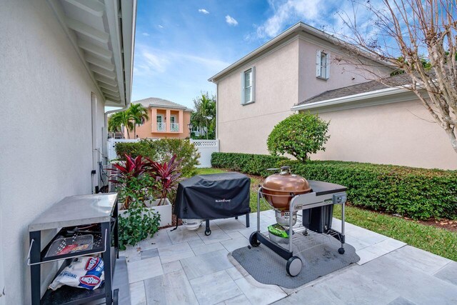 view of patio with area for grilling