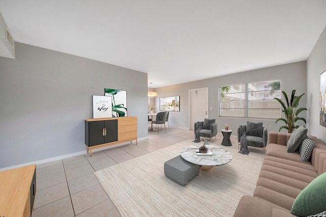 view of tiled living room