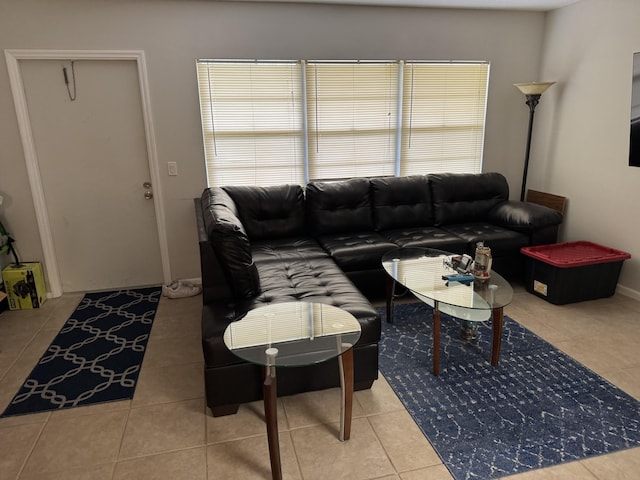 view of tiled living room