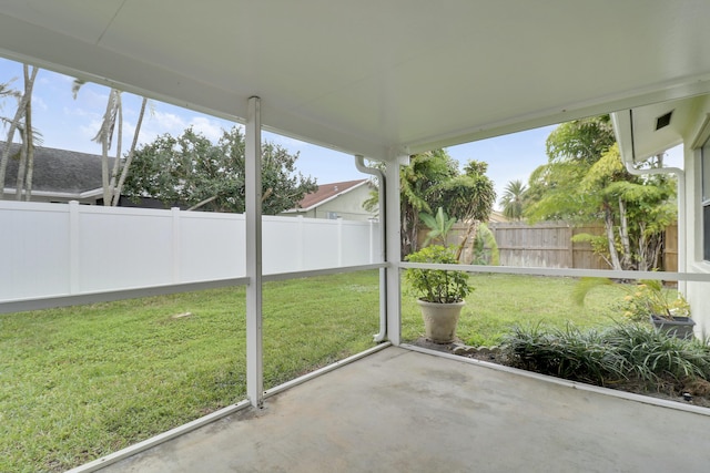 view of unfurnished sunroom