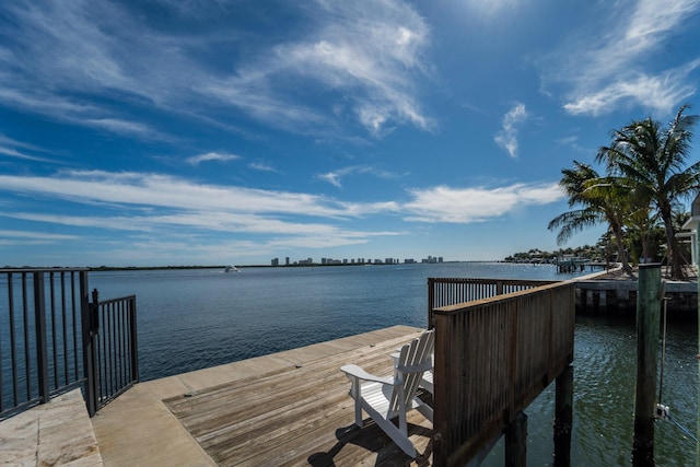 view of dock featuring a water view